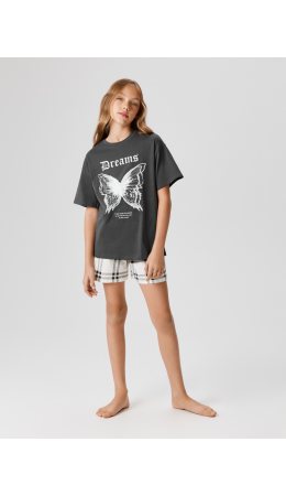 Набор детский для девочек ((1)футболка и (2)шорты) Svati графитовый