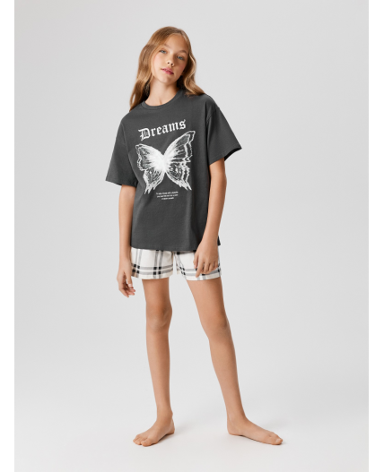 Набор детский для девочек ((1)футболка и (2)шорты) Svati графитовый