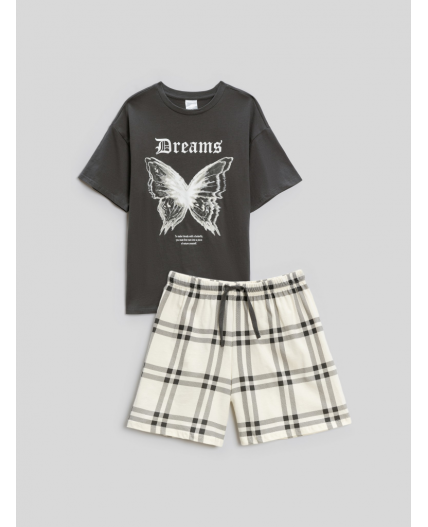 Набор детский для девочек ((1)футболка и (2)шорты) Svati графитовый