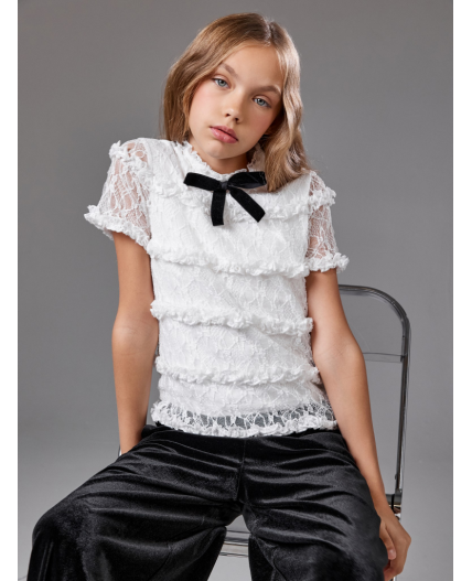Блузка детская для девочек Tebriz белый