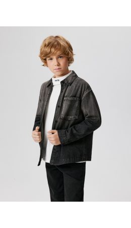 Сорочка верхняя джинсовая детская для мальчиков Uti черно-серый