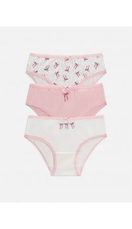 Трусы детские для девочек в наборе из 3шт Andrea цвет в ассортименте