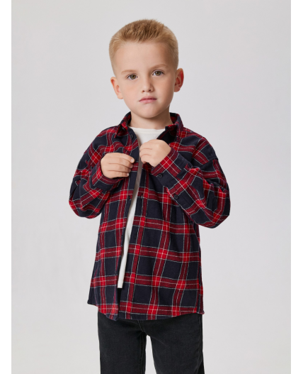 Сорочка верхняя детская для мальчиков Bento красная клетка