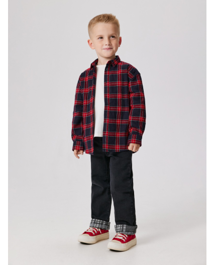 Сорочка верхняя детская для мальчиков Bento красная клетка