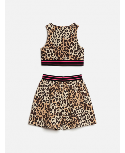 Комплект детский для девочек ((1)блузка-топ и (2)шорты) Leo_set леопардовый принт
