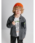Сорочка верхняя детская для мальчиков Pablu черно-белая клетка