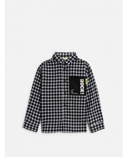 Сорочка верхняя детская для мальчиков Pablu черно-белая клетка