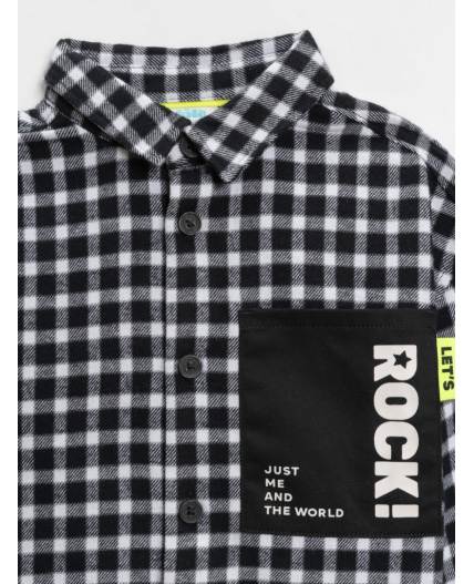 Сорочка верхняя детская для мальчиков Pablu черно-белая клетка