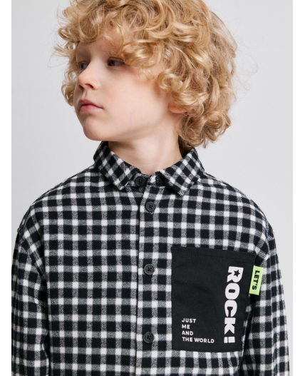 Сорочка верхняя детская для мальчиков Pablu черно-белая клетка