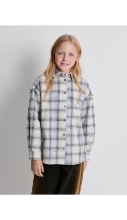 Блузка детская для девочек Terra серая клетка