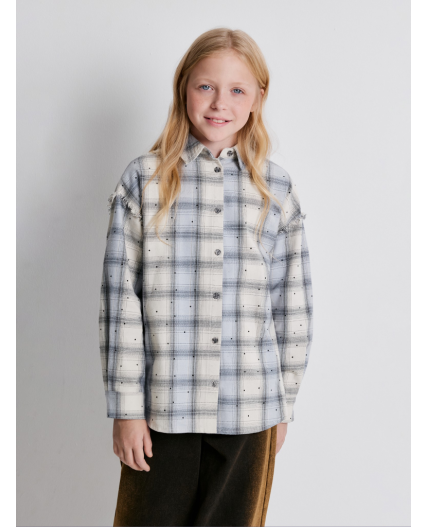 Блузка детская для девочек Terra серая клетка