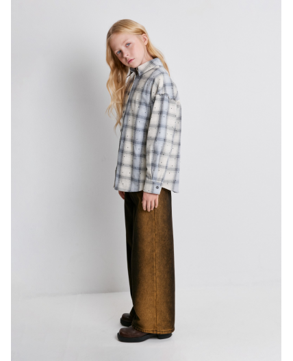 Блузка детская для девочек Terra серая клетка