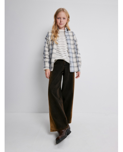 Блузка детская для девочек Terra серая клетка