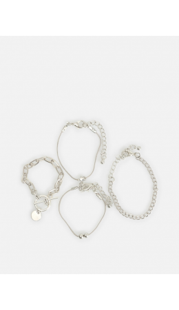 Набор из 4 браслетов дет. Fossi серебристый