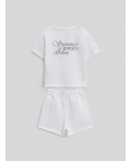 Комплект детский для девочек ((1)джемпер и (2) шорты) Monica_set белый