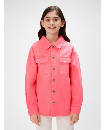 Куртка джинсовая детская для девочек Rattata неоновый розовый