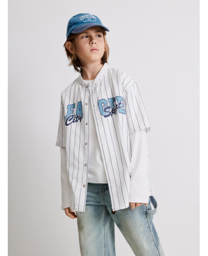 Сорочка верхняя детская для мальчиков Ferhado сине-белая полоска