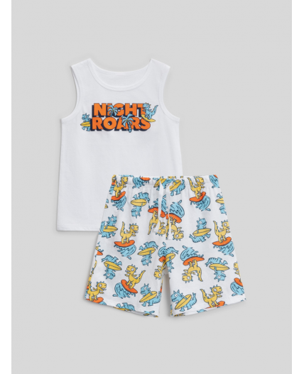 Набор детский для мальчиков ((1)майка и (2)шорты) Hercules молочный принт