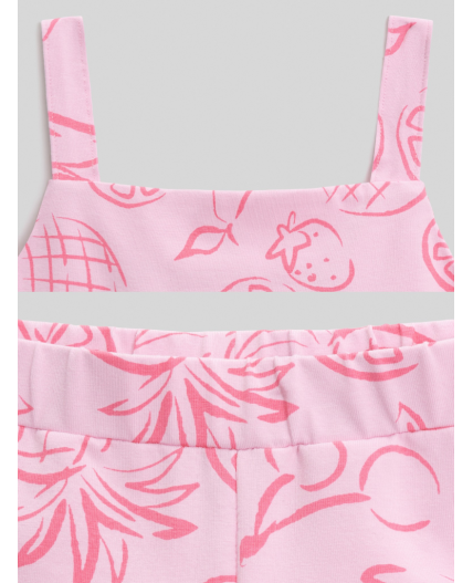 Комплект детский для девочек ((1)блузка-топ и (2) шорты) Lavr_set розовый