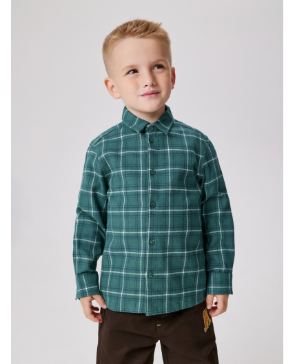 Сорочка верхняя детская для мальчиков Larsen зеленая клетка