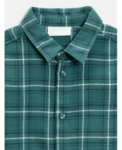Сорочка верхняя детская для мальчиков Larsen зеленая клетка