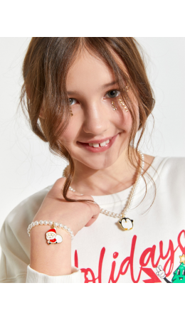 Комплект (бусы + браслет) детский Letti белый