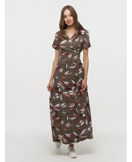 Платье женское 211-3633; Ш70 оливковый абстракция