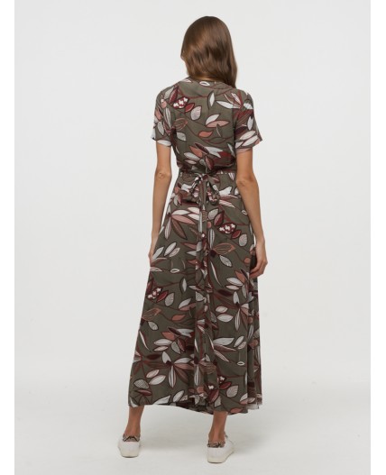 Платье женское 211-3633; Ш70 оливковый абстракция