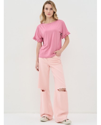 Фуфайка (футболка) женская 5231-3729; 0048 пудра розовый