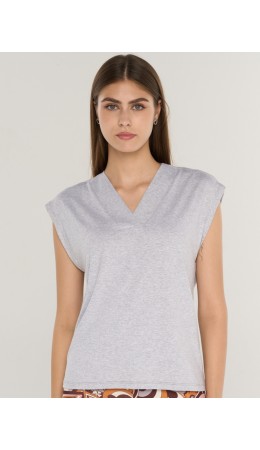 Фуфайка (футболка) женская 5231-3730; 002-1 св.серый меланж