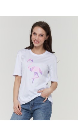 Фуфайка (футболка) женская BY201-30001/15; ХБ2000-5/Р2000-5 белый/белый/фламинго