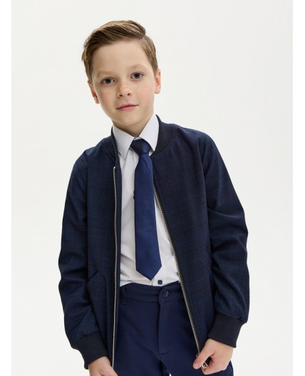 Жакет-бомбер 4ш21025 синяя клетка