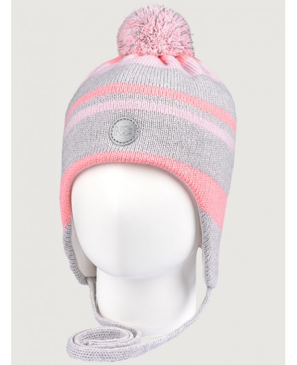 Шапка 11з15425 серый/розовый