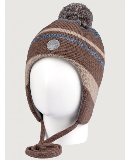 Шапка 11з15425 кофе/серо-голубой
