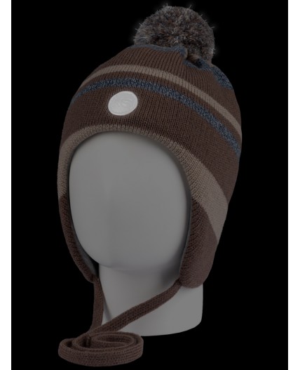Шапка 11з15425 кофе/серо-голубой