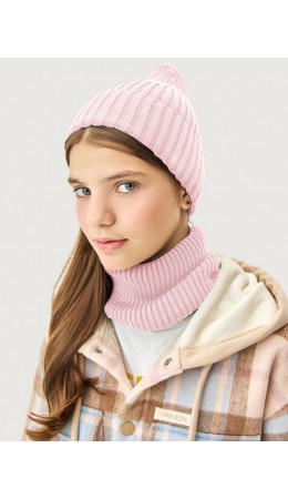 Комплект шапка и снуд 12м21426 пудра