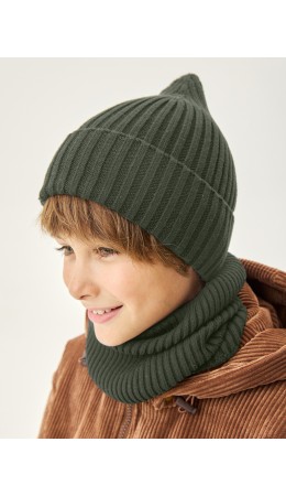 Комплект шапка и снуд 12м21526 хаки
