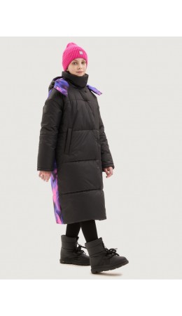 Пальто 6з9225 черный/фуксия