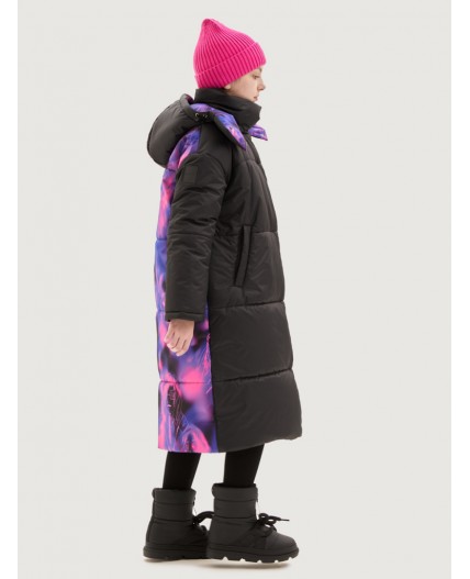 Пальто 6з9425 черный/фуксия