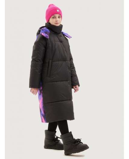 Пальто 6з9425 черный/фуксия