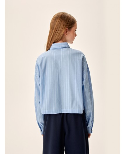 Блузка 4ш70026 голубая полоска