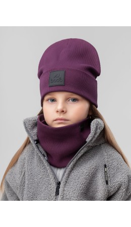Комплект (шапка, снуд) 13-162MU; сливовый