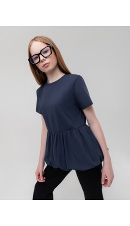 Футболка с баской 36-153MU; темно-синий