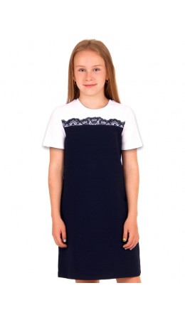 платье 1ДПК1401258; темно-синий77+белый / Кружевная полоса