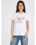 футболка 1ЖДФК2657001; белый / Сердце и цветок