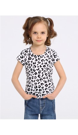 футболка 1ДДФК2620001н; черный леопард на белом