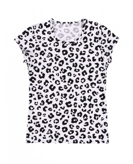 футболка 1ДДФК2621001н; черный леопард на белом