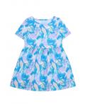 платье 1ДПК3998001н; отпечатки листьев на голубом