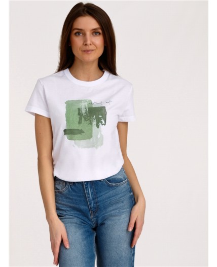 футболка 1ЖДФК3350001; белый / Зеленые краски