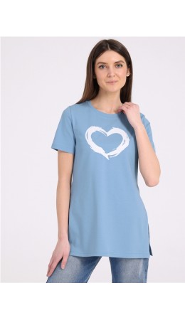 футболка 1ЖДТК4173804; серо-голубой250 / Сердце кистью